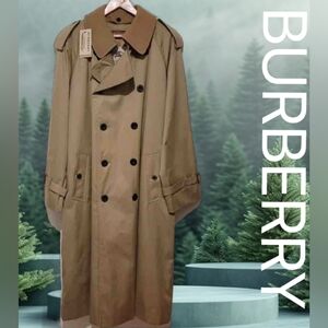 Vintage Burberry Trench Coat‎ Men's 50R US /44R Long Beige Double Breasted New